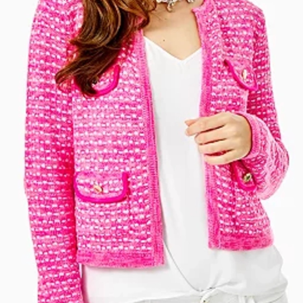 Lilly Pulitzer Vibrant Pink Kienna Knit Cardigan